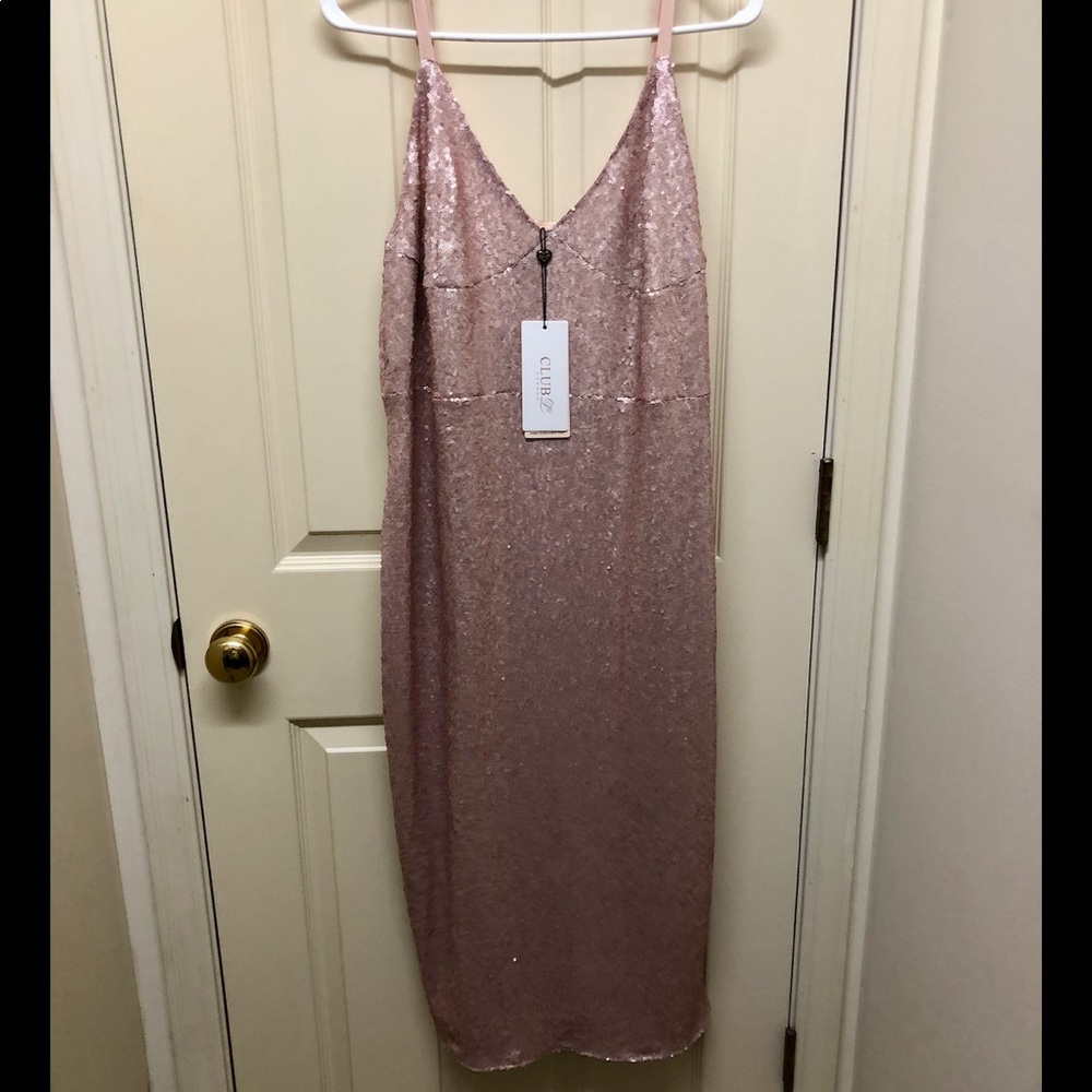 NWT Club London Pink Sequin Dress Size US 16/UK 20